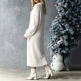 thumbnail image 3 of BRGZLK Winter Sweater Dresses for Women Trendy VNeck Solid Color Warm Cozy Casual Long Dress Button Down Side Slit Maxi Dress White L, 3 of 8