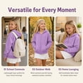 thumbnail image 5 of FAIOROI Zip Up Hoodies for Teen Girls Boys 5-14 Years Fleece Lined Hooded Sweatshirt Jacket with Kangaroo Pocket Purple, 5 of 8