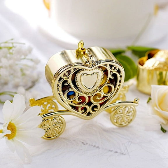 Balsa Circle 12 Gold 4" Mini Heart Carriage Favor Holders