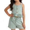 thumbnail image 2 of Auroural 18 month girl clothes sets Children's Girl's Baobao Huafu Plaid Ruffled Camisole Top+Shorts Set, 2 of 6