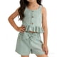 thumbnail image 5 of Conjunto de Mesa Redonda Niñas de Moda Casual Manga Corta Cuello Redondo Botón Pantalones Cortos Impresos Conjuntos para Viajes Diarios Casa Conjunto de Pantalones para Niñas de Vacaciones, 5 of 6