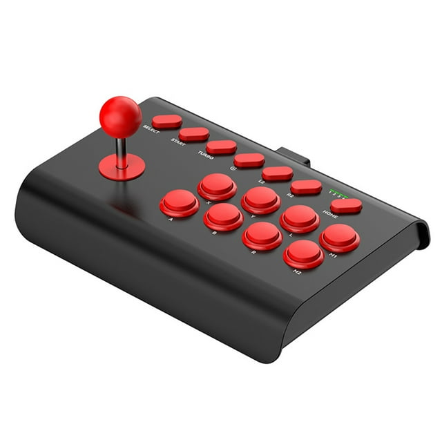 Joystick para Juegos Lucha Con Soporte Estirable Conexión 3 Modos Función Macro/TURBO PS4/PS3/Xbox One/Switch Rojo