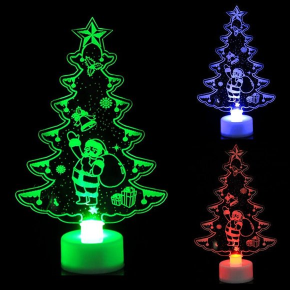 TIMIFIS Christmas Decorations Christmas Tree Glowing Colorful Acrylic Small Christmas Tree Snowman Santa Gift Christmas Decoration