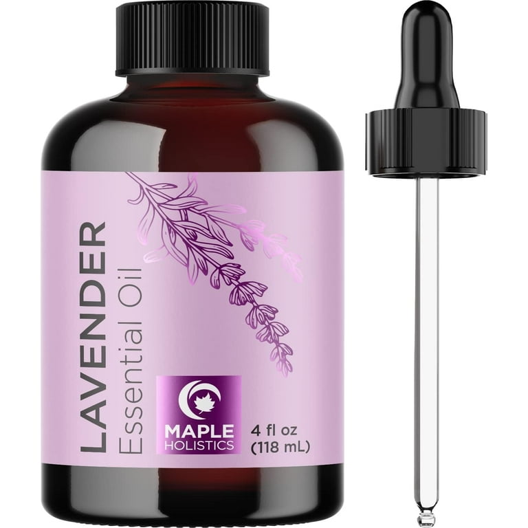 Maple Holistics Pure Lavender Essential Oil 4oz - Undiluted, Aromatherapy,  for Hair, Skin, Sleep, Diffuser, Bath