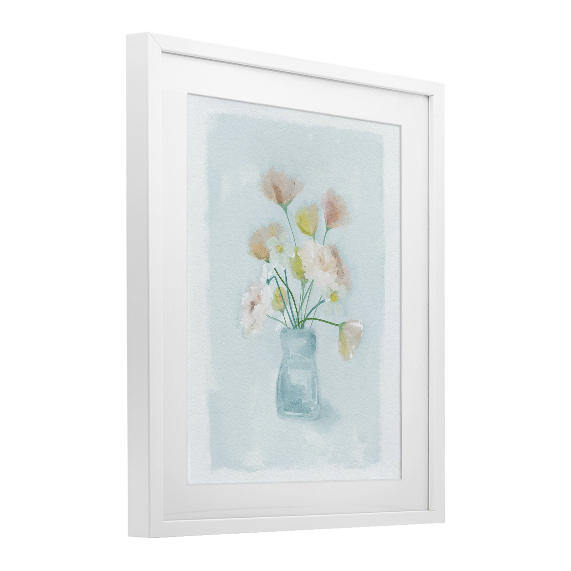 Stupell Industries Pretty Florals in Vase White Framed Print Under Glass, design by Leah Straatsma