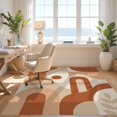 thumbnail image 3 of Design&I 6'x9' Ultra Soft Area Rug, Beige Terracotta Geometric Abstract Modern Curved Lines with Leaf Motif Fluffy Washable Non Shedding for Guest Room Bedroom Living Room, 3 of 3