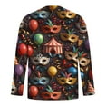 thumbnail image 2 of Ceisia Men's All-Over Mardi Gras Print T-Shirt | Slim Long-Sleeve Crewneck Winter Festive Top Gift, 2 of 5