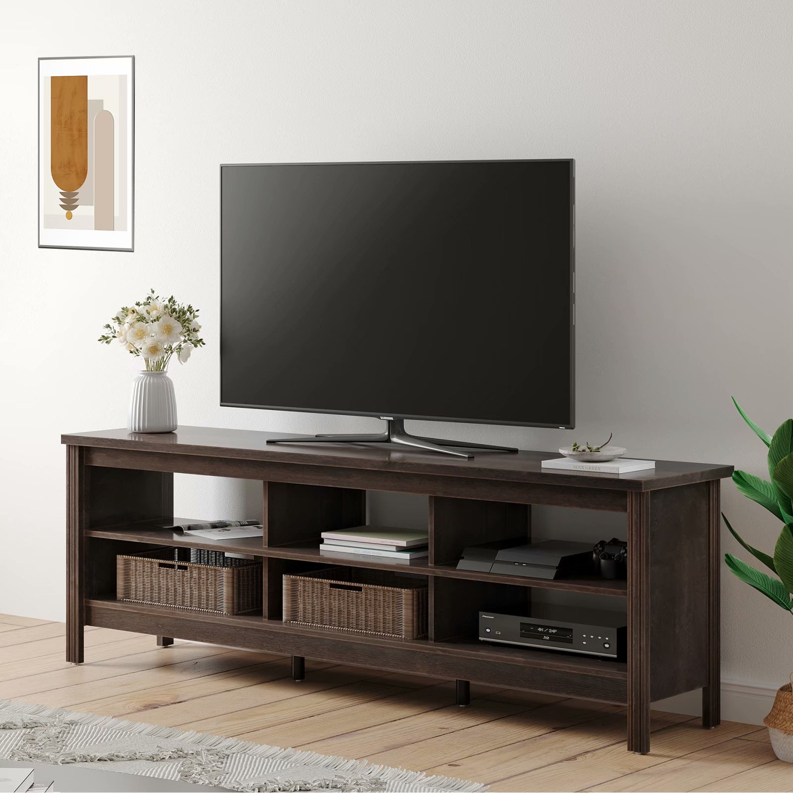 Manor Park Wood TV Media Storage Stand For TVs Up To 70in espresso 
