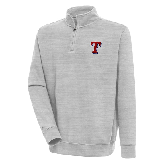 Men's Antigua Heather Gray Texas Rangers Victory Quarter-Zip Pullover Top