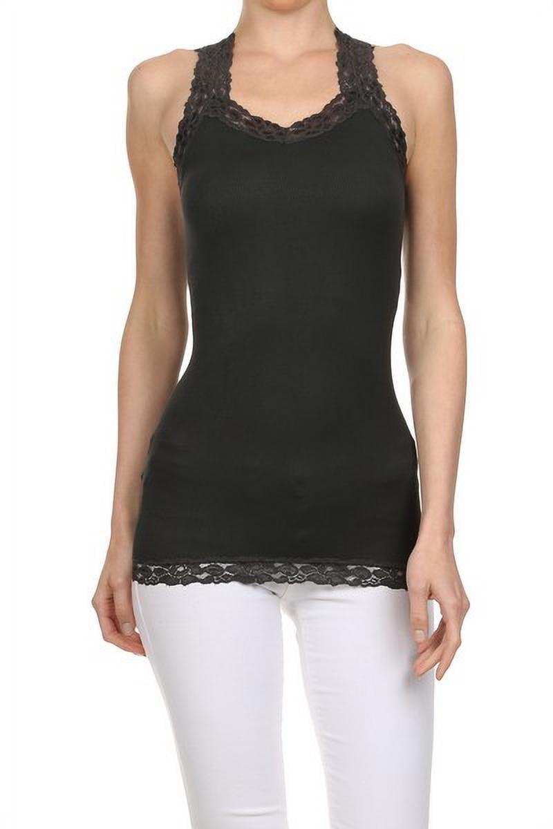K-Cliffs Women's Juniors' One Size V-Neck Racer Back Tank with Lace Strap