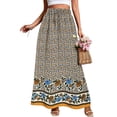 thumbnail image 2 of Skirts for Women Floral Print Maxi Skirts Summer Flowy Long Skirts High Waist (Orange L), 2 of 8