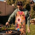 thumbnail image 4 of Pioneer Flower Floral Print Pattern Apron-Garden Aprons for Women with Pockets-Cotton Linen Waterproof Kitchen Cooking Gardening Aprons Adjustable for Kitchen,Cooking,BBQ and Salon 33x27 Inch, 4 of 7