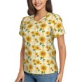thumbnail image 2 of Xecao Yellow White Plaid Sunflower for Women's V-Neck T-Shirts-Elegant Half-Sleeve Tops Perfect for Summer-3X-Large, 2 of 5