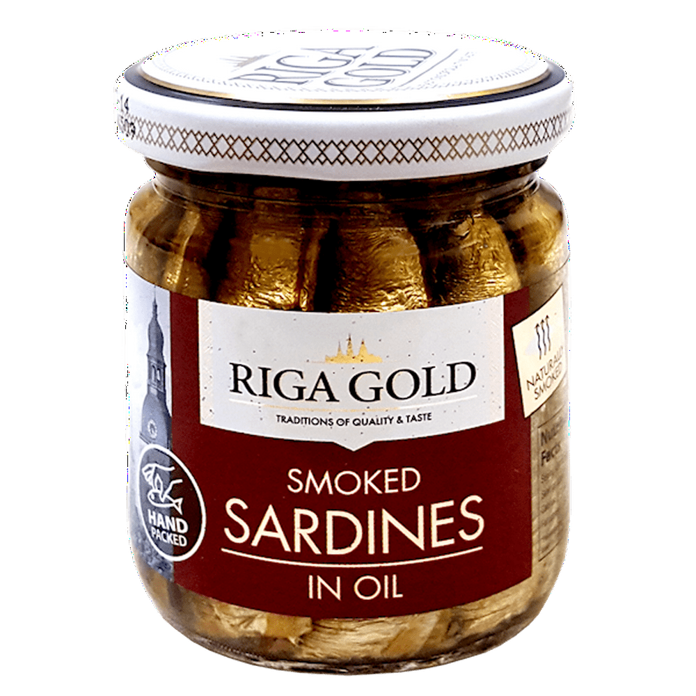Riga Gold Smoked Sardines in Oil, 100g Jar