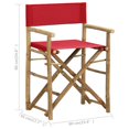 thumbnail image 4 of vidaXL Chaises de Réalisateur Pliantes 2 Pcs Bambou Rouge et Tissu, 4 of 5