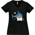 thumbnail image 3 of Inktastic Shark Dinner Women's Plus Size V-Neck T-Shirt, 3 of 5