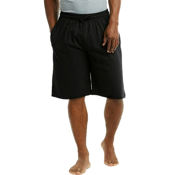 Men's Cotton Knitted Pajama Shorts Comfortable Sleep Shorts Lounge Pajama Bottoms with Pockets, Black XL, 1 Pack