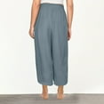 thumbnail image 4 of Kvture Pants for Women Solid Color Casual Loose Fit Straight Elastic Waist Cross Hems Wide Leg Long Trousers Blue XXL, 4 of 6