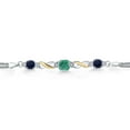 thumbnail image 2 of Gem Stone King 925 Silver and 10K Yellow Gold Green Malachite and Blue Sapphire and White Lab Grown Diamond Bracelet for Women (2.99 Cttw, Gemstone, Cushion 6MM, 6.5 inches, Made in Italy), 2 of 4