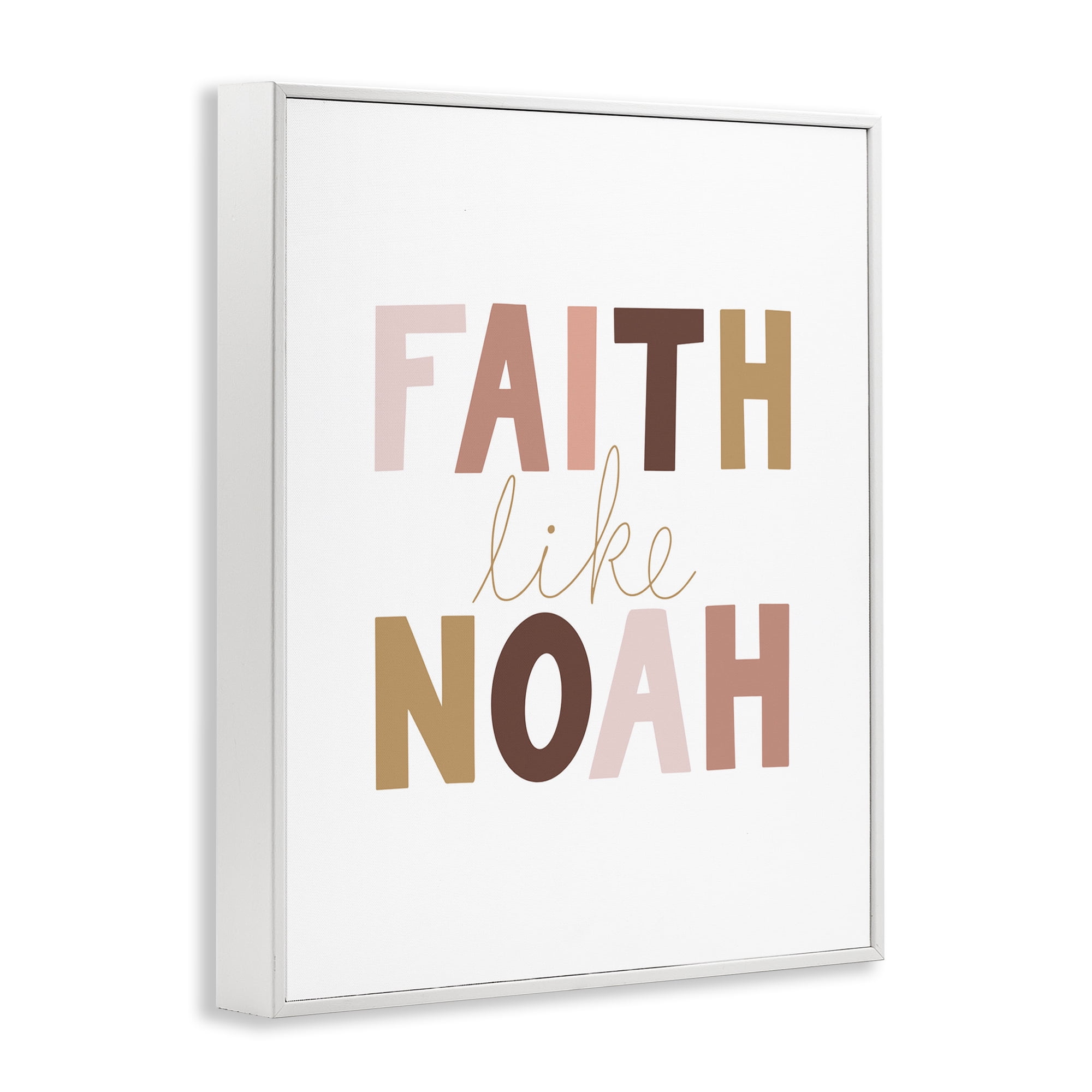 Stupell Industries Faith Like Noah Girl's Religious Painting White Framed Art Print Wall Art, 24 x 30
