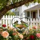 thumbnail image 5 of Comedero de hierro para pájaros | Comedero de jardín con forma de corazón y diseño floral | Comedero colgante para exteriores para decoración de jardín | Atrae aves silvestres, 5 of 6
