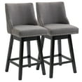 thumbnail image 2 of HOMCOM 28" Upholstered Bar Stool Swivel Bistro Pub Dining Chairs Dark Grey, 2 of 9