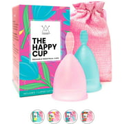 Happy Cup Menstrual Cups Hawwwy Tampon & Pad Alternative Large Heavy Flow Good-Grip Pull Design Eco Friendly Reusable FBA Registered Comfortable Feminine Period Cup Beginner or Experienced (2-Pack)