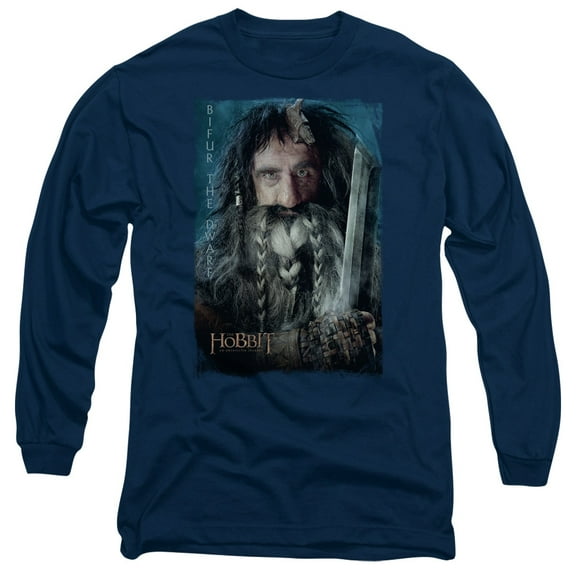The Hobbit Bifur Long Sleeve Adult 18/1 T-Shirt Navy