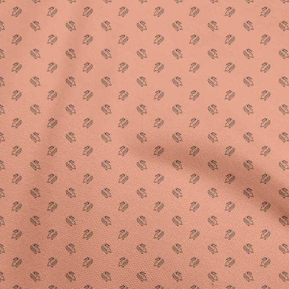 oneOone Cotton Poplin Dark Peach Fabric Retro Minimal Iron Quilting Supplies Print Sewing Fabric By The Yard 42 Inch Wide