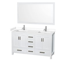 Wyndham Collection Sheffield 60" Metal & Wood Double Bathroom Vanity in White