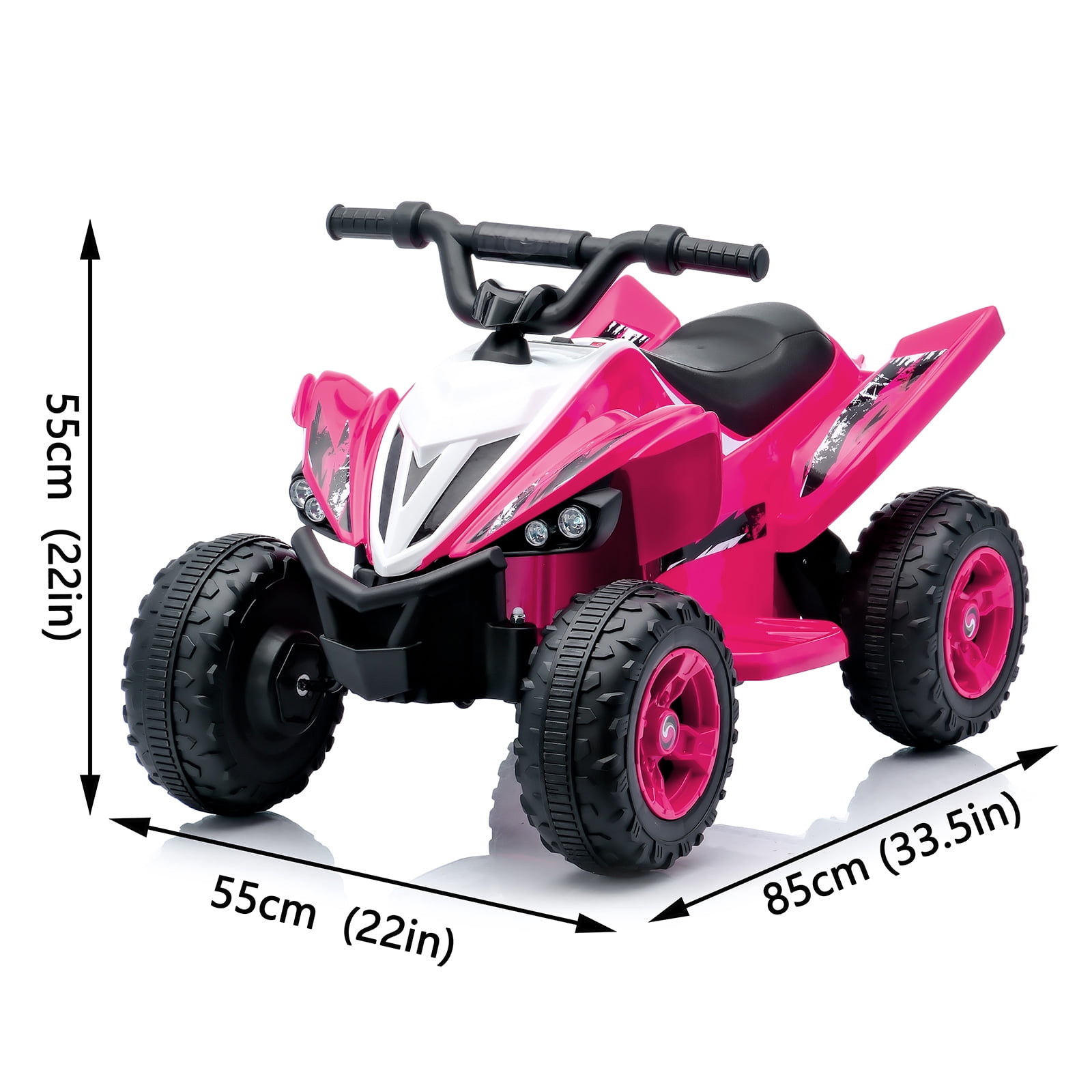 12 Volt 1 Seater All-Terrain Electric Ride On ATV Car Vehicles With Music Player, LED Headlight, Birthday Gift For Ages 3-6, Pink