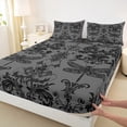 thumbnail image 3 of Manfei Baroque Gothic Theme Twin Sheet Sets,Gray Damask Print Twin Fitted Sheet,Insect Animal Dragonfly Flat Sheet For Adults,Ultra Soft Bedroom Decoration,3pcs, 3 of 7