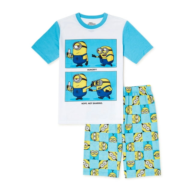 Minions Boys Sleep Shirt and Shorts, 2Piece Pajama Set, Sizes 412
