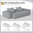 thumbnail image 6 of Modern Oversized 4-PC Sparkling Chenille Sectional Sofa with 2 Chaises - Grey, No Assembly, Ideal for Living Rooms, 6 of 25