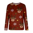 thumbnail image 4 of Sudaderas Navideñas Con Cuello Redondo Para Mujer Camisas Erógenas Tops de Manga Larga Blusa Regular Estampada Odeerbi ODB199316, 4 of 5