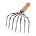 thumbnail image 2 of Garden Hand Rake Gardening Tool Claw Loosening Soil Lightweight Steel Cultivator Wood Handle Versatile Leaf Rake Soil Tiller for Lawn Plants Short Handle 7, 2 of 7