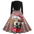 thumbnail image 4 of Women's Casual Fashion Print Long Sleeve V Neck Dress with AI Christmas Theme, Retro Party Casual Dress for Fall and Winter, Elegant and Comfortable Seasonal Wear,Camel,2XL, 4 of 4