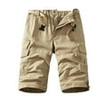 thumbnail image 2 of M-5X Plus Size Cargo Shorts for Men Big and Tall with Pockets and Belt Relaxed Straight Leg Elastic Waist Solid Color Hiking Work Short, 2 of 4