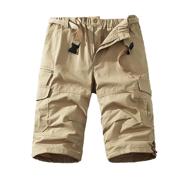 Multi Bolsillo Cargo Pantalones para Hombres Estiramiento Casual Cordón Clásico Pantalones Cortos de Verano con Bolsillos Múltiples, Pantalones Cortos de Cintura Elástica