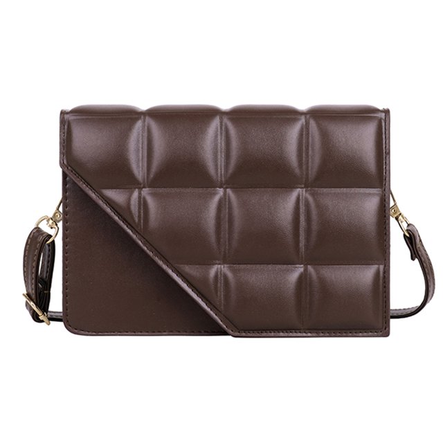 Sywqhk Bolso Cruzado De Celosía De Pu Para Mujer Bolso De Mano De Color Sólido En Relieve (Marrón) Sywqhk Para estrenar
