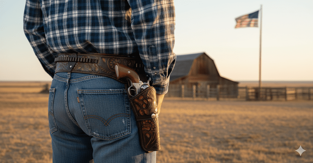 TJAYZ Western Drop Loop Leather Gun Belt and Holster, Right Hand, 44/45 Caliber, BROWN 48"