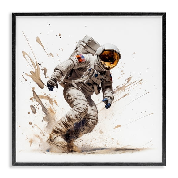 Stupell Industries Modern Modern Astronaut Splash Black Framed Giclee Art, 12 x 12, by Lazar Studio
