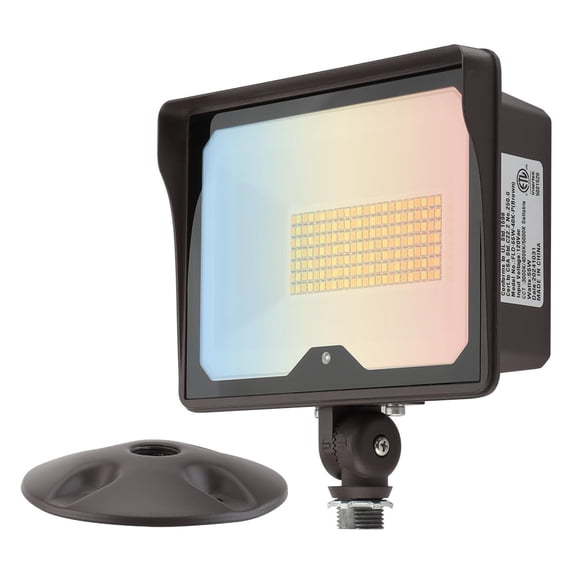 kadision 55W LED Flood Light with Dusk-to-Dawn Photocell, 3000K/4000K/5000K Selectable, 120V 6600lm IP65 Waterproof Knuckle Mount Outdoor Security Lights, ETL Listed