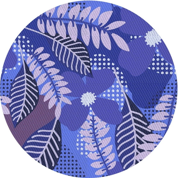 Ahgly Company Indoor Round Patterned Purple Mimosa Purple Area Rugs, 7' Round