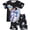 Black astronaut, variant on ATAIKU 2 Pieces Boys Digital Train Pajamas Kids Tops and Shorts Sleepwear Set Summer Cool Pjs Size 3-10 Years
