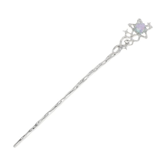 Unique Bargains 1 Pc Hair Chopstick Star Hair Hairpin for Women Silver Tone