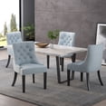 thumbnail image 2 of GDF Studio Stacy Contemporary Indoor Tufted Fabric Dining Chairs, Set of 4, Light Sky and Espresso, 2 of 10