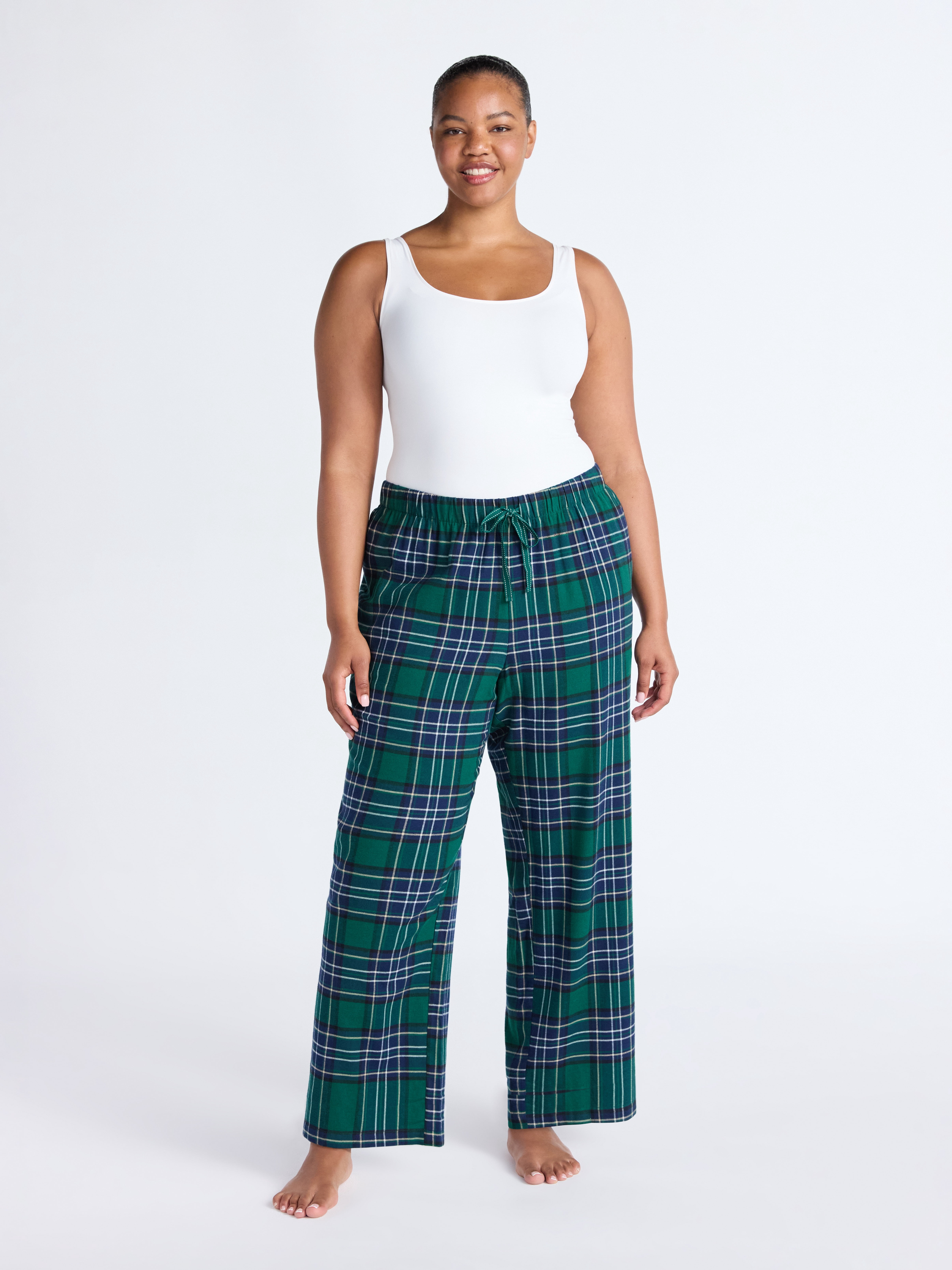 Joyspun Women's Flannel Sleep Pants, 30'' Inseam, Sizes XS-3X