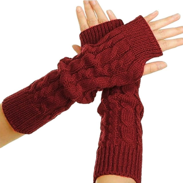 Winter Warm And Fashionable Solid Color Knitted Fingerless Gloves For Men And Women