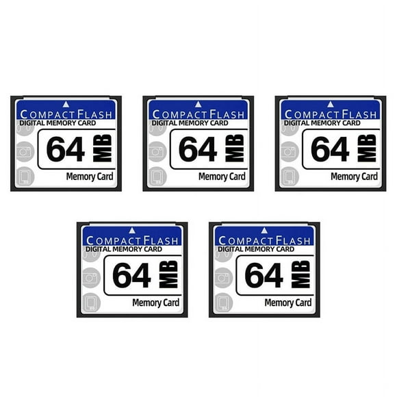 5X Carte Mémoire Flash Compacte 64 Mo pour Appareil Photo, Machine Publicitaire, Carte Informatique Industrielle, 5 x Carte Flash Compacte, Blanc&Bleu